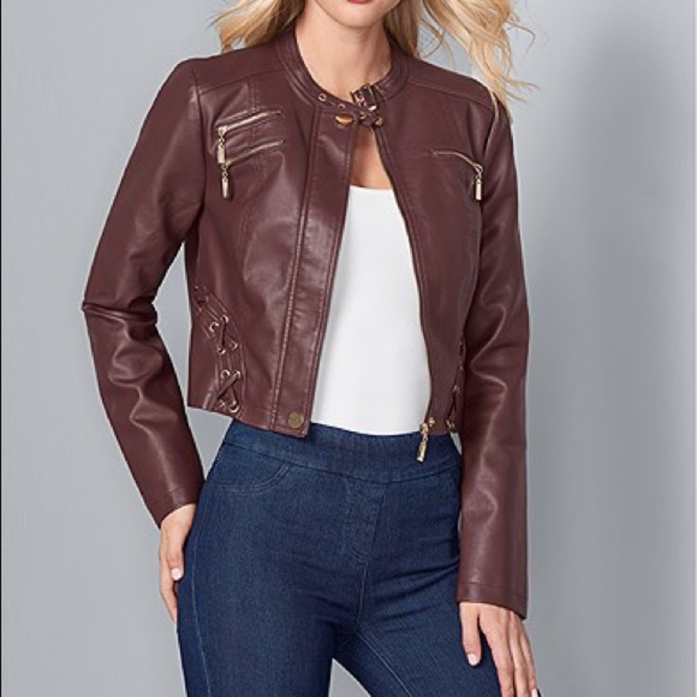 Burgundy leather jacket
